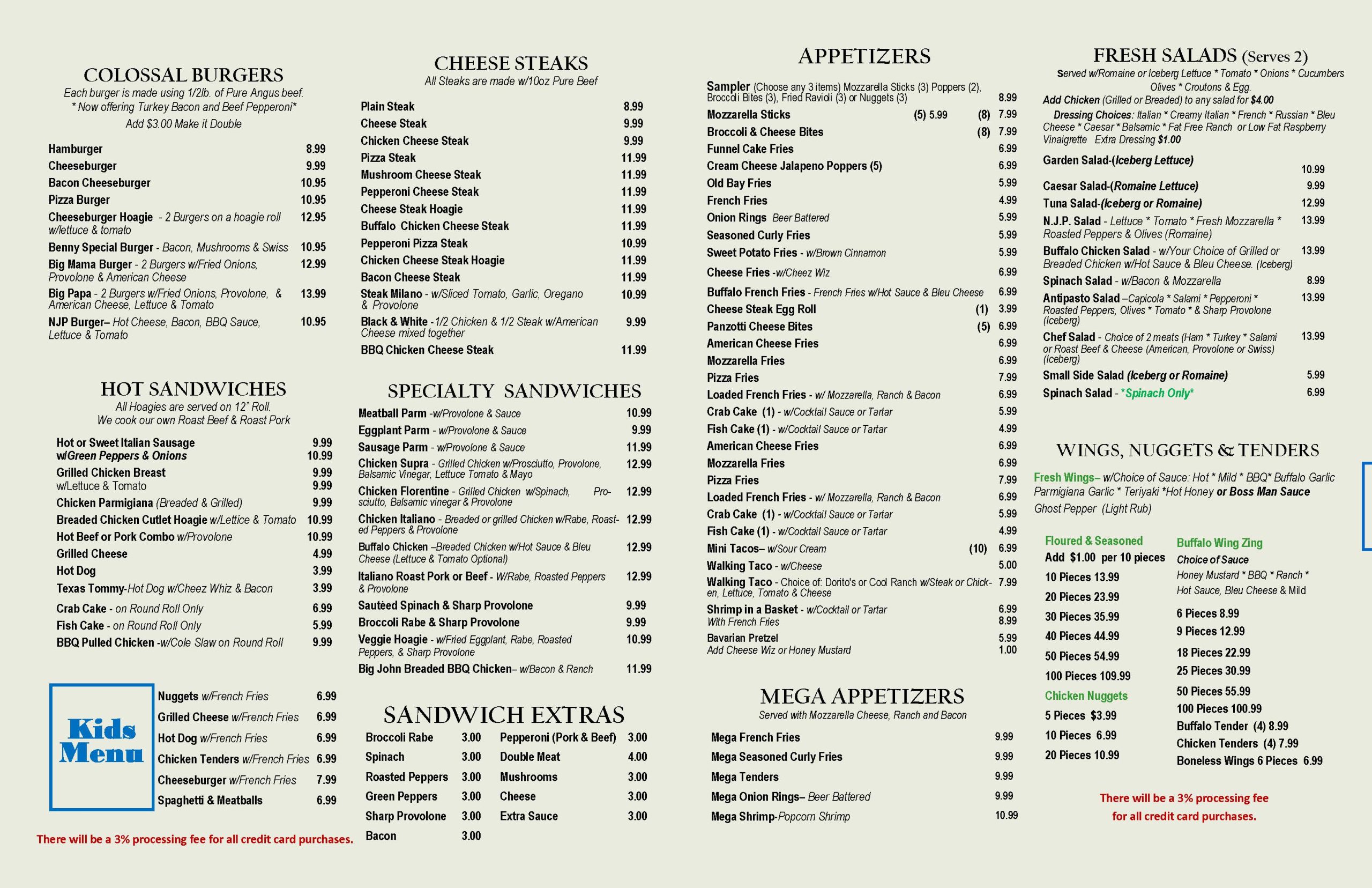 A menu for a restaurant with different prices.